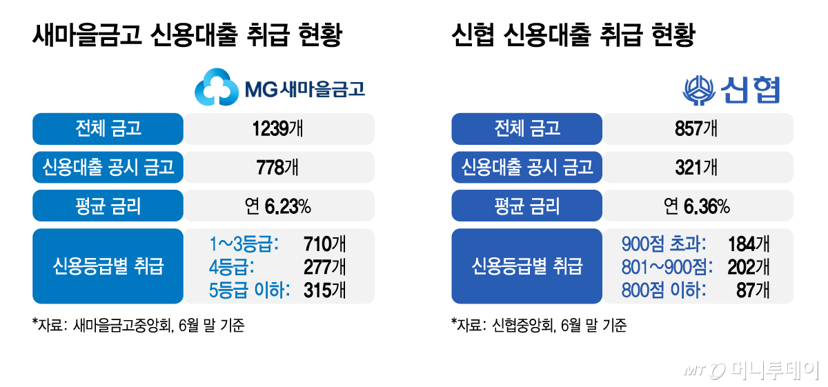 새마을금고·신협 신용대출 취급 현황/그래픽=김지영