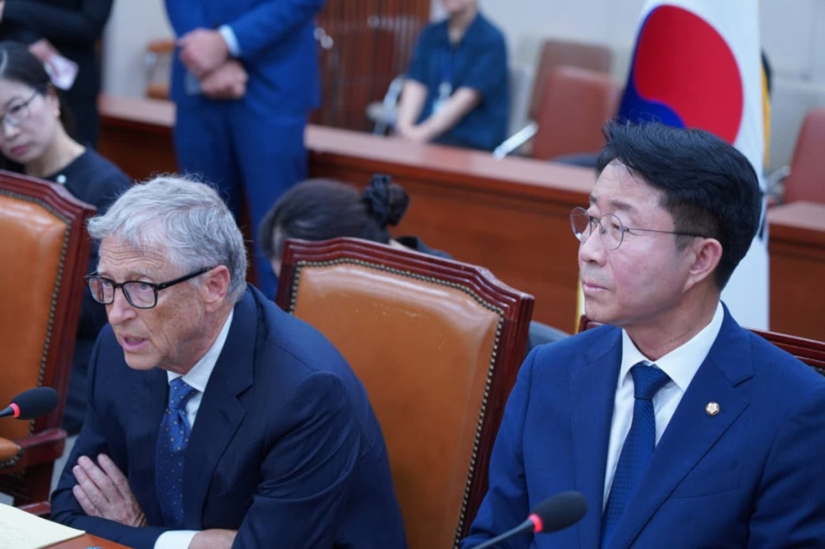 빌게이츠 게이츠재단 이사장이 지난해 8월 21일 오후 서울 여의도 국회에서 열린 외교통일위원회 간담회에 참석해 인사말을 하고 있다. /사진=조정식 의장 페이스북