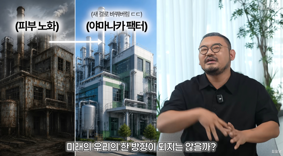 김홍석 보스피부과의원 원장이 '53세의 피부세포를 23세 수준으로 되돌리는 연구' 결과를 소개했다./사진=김홍석 보스피부과의원 원장 유튜브 화면 갈무리.