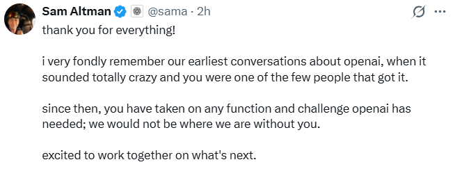 /사진=샘 올트먼 오픈AI CEO(최고경영자) X 계정