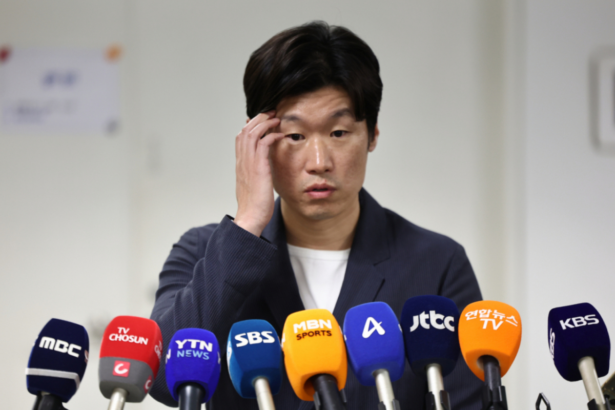 박지성 K축구혁신위원회 공동위원장이 지난 11일 서울시 종로구 국립현대미술관 사무동에서 열린 K축구혁신위원회 6차 회의를 마친 뒤 브리핑을 하고 있다. /사진=뉴스1