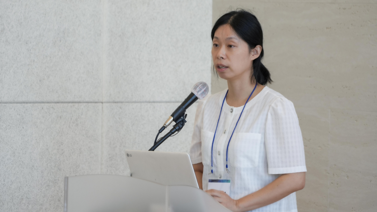 김미영 국립보건연구원 mRNA 백신개발지원과장이 지난 12일 고려대구로병원에서 열린 'mRNA 백신 국내 기술 개발 현황과 계획 기자단 아카데미'에서 발표하고 있다. /사진제공=질병관리청