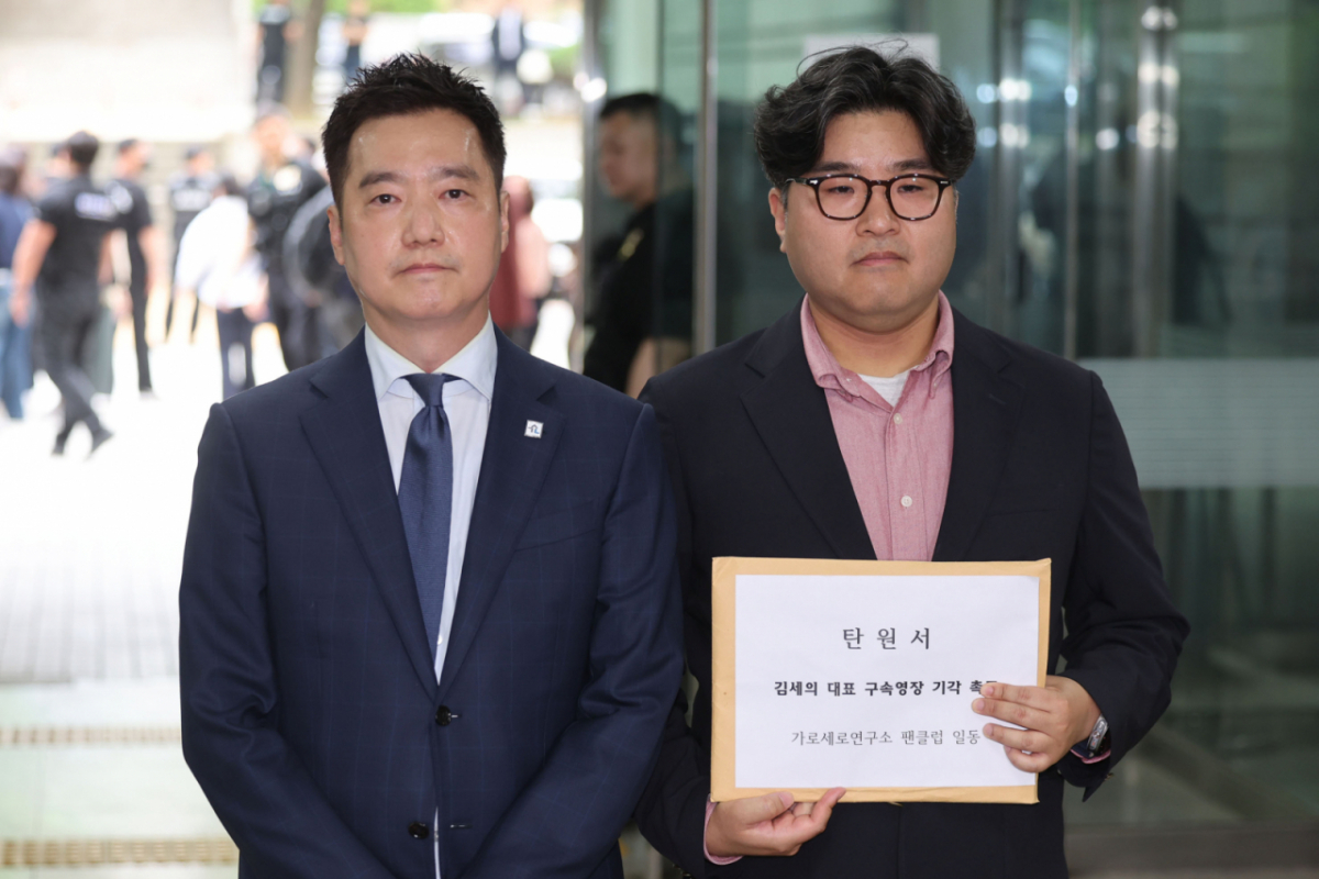 김세의 가로세로연구소 대표가 지난 5월26일 서울 서초구 서울중앙지법에서 구속 전 피의자 심문(영장실질심사)에 출석하고 있다. /사진=뉴시스 /사진=권창회