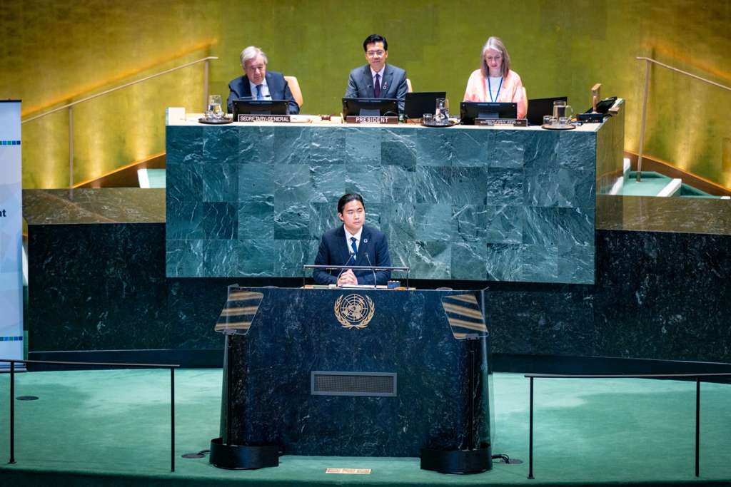 지난 7월 열린 유엔 지속가능발전 고위급 정치포럼(HLPF)에서 최재원 비영리 시민사회단체 DMUN 파운데이션 의장이 연설을 하고 있다. /사진제공=DMUN