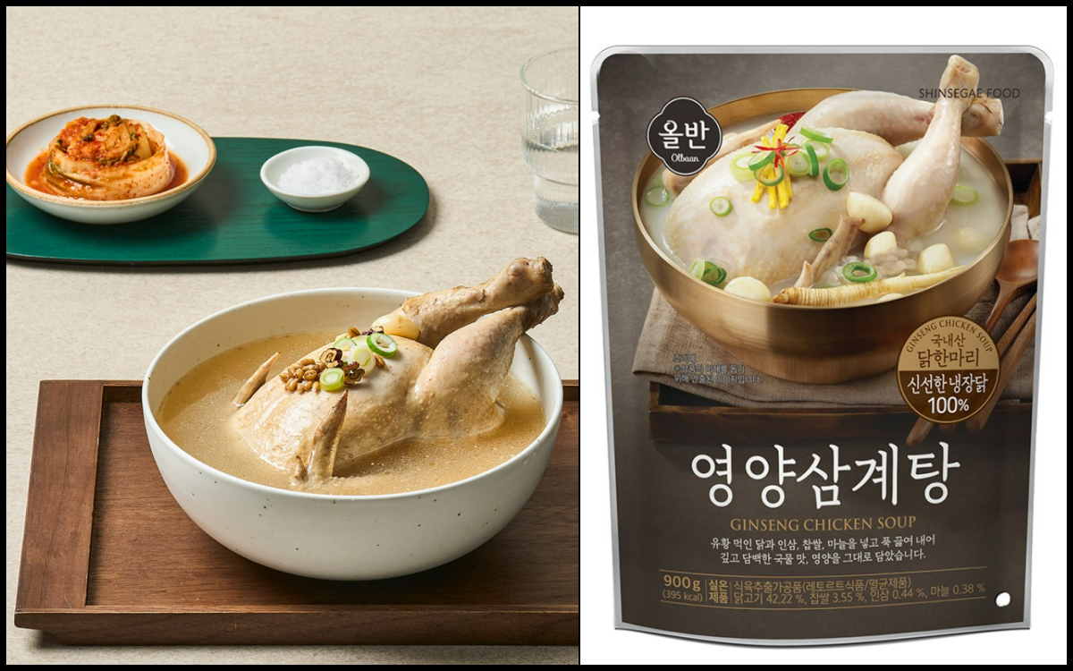 신세계푸드의 '올반 삼계탕' 조리예와 제품 사진 /사진제공=신세계푸드