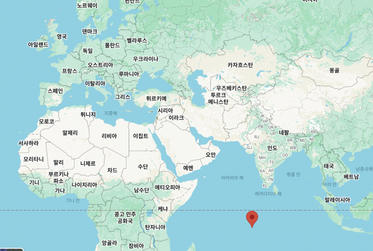 빨간 점이 차고스 제도/사진=구글맵