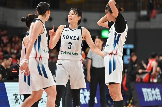14일 일본 도쿄에서 열린 일본과의 여자농구 평가전에 나선 대한민국 여자농구 대표팀 선수들. /사진=일본농구협회 제공