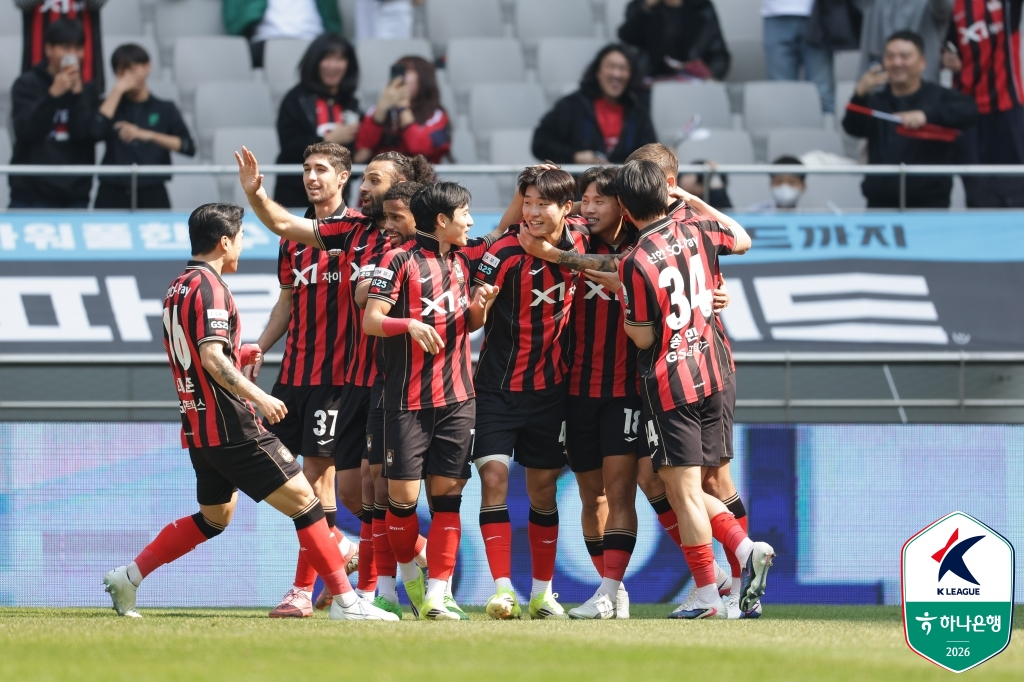 득점 후 기뻐하는 FC서울 선수들. /사진=한국프로축구연맹 제공