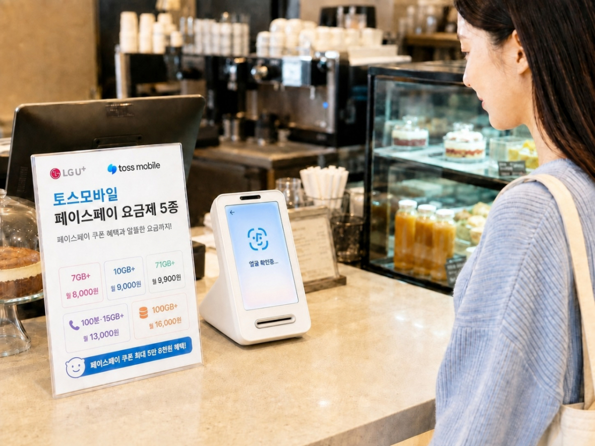LG유플러스망을 이용하는 알뜰폰 사업자 토스모바일은 지난 3일 얼굴인식 결제 서비스 '페이스페이' 혜택을 결합한 알뜰폰 요금제 5종을 출시했다고 17일 밝혔다./사진제공=LG유플러스