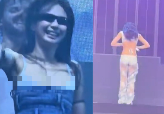 그룹 블랙핑크 제니의 가슴 노출 사고 영상이 급속도로 유포되고 있다. 일부 누리꾼들은 영상이 AI(인공지능) 조작일 가능성을 제기했다. /사진=온라인 커뮤니티 갈무리