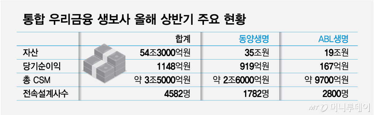 통합 우리금융 생보사 올해 상반기 주요 현황/그래픽=최헌정