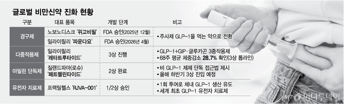글로벌 비만신약 진화 현황. /그래픽=최헌정