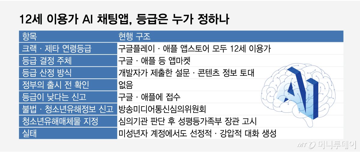 12세 이용가 AI 채팅앱 등급은 누가 정하나/그래픽=임종철