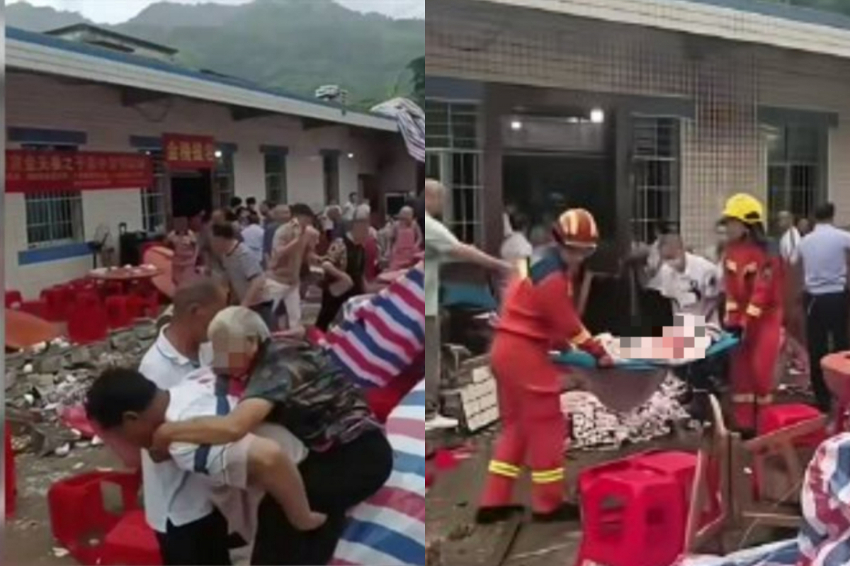 중국에서 자녀의 대학 입학을 축하하는 잔치를 벌이던 중 주택의 벽이 무너져 5명이 숨지는 사고가 발생했다. /사진=웨이보 캡처