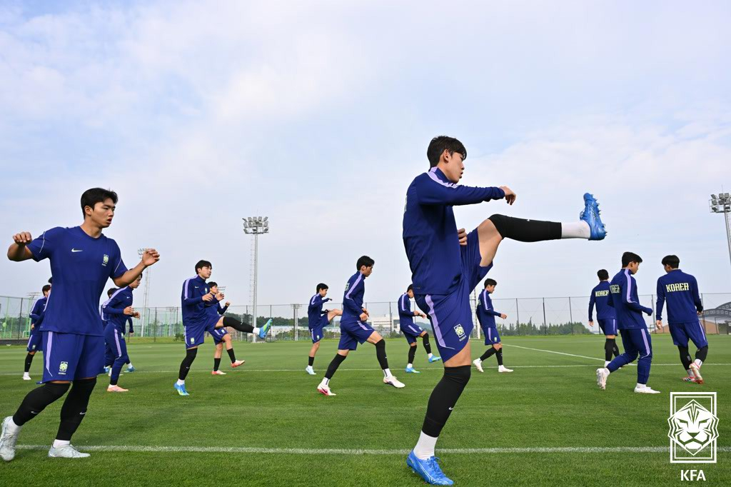 U-20 대표팀 훈련 중. /사진=대한축구협회 제공