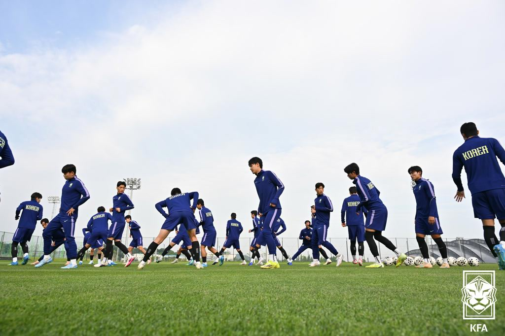 U-20 대표팀 훈련 중. /사진=대한축구협회 제공