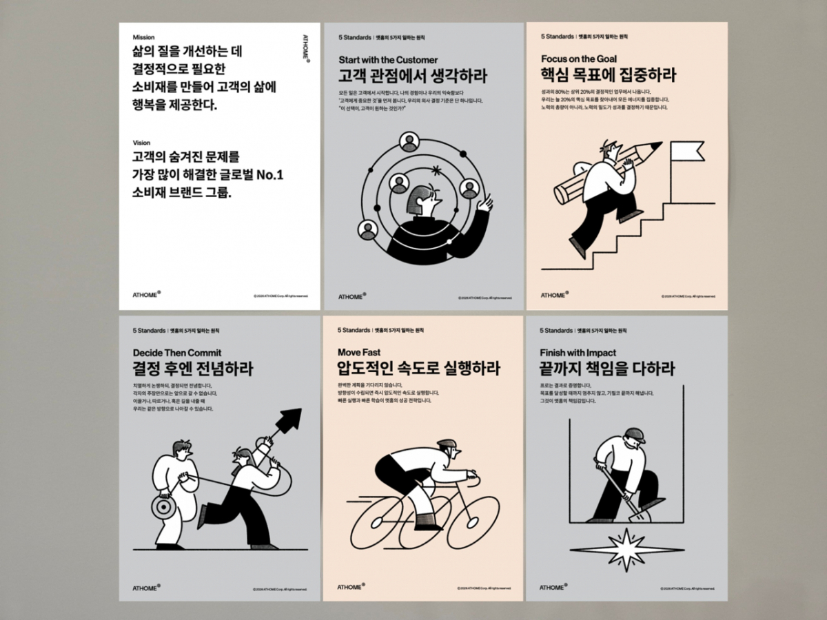 양정호 대표가 꼽은 앳홈의 조직경쟁력 '5대 일하는 원칙'/사진제공=앳홈