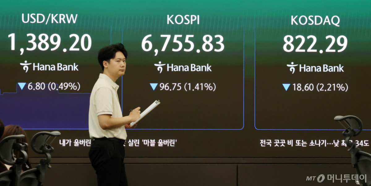 21일 오전 서울 중구 하나은행 본점 딜링룸./사진=뉴스1