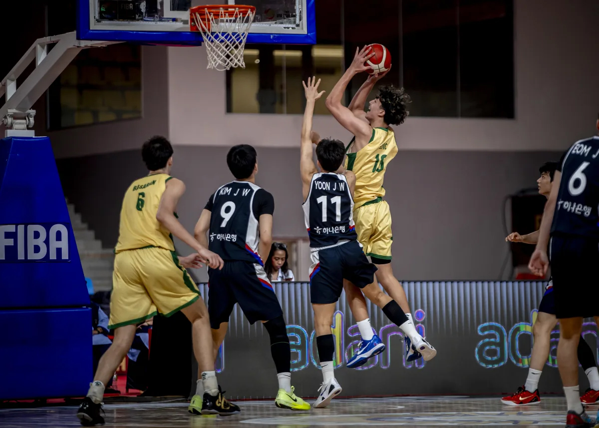 22일(현지시간) 인도 아마다바드에서 열린 2026 U18 국제농구연맹(FIBA) 아시아컵 준결승(4강) 한국과 호주의 경기 모습. /사진=FIBA 제공