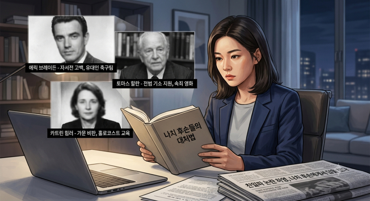 배우 하영이 증조부의 친일 행적으로 논란의 중심에 선 가운데, 나치의 후손인 문화예술인들이 관련 논란에 정면 돌파해 대중의 분노를 잠재운 사례가 있어 참고할 만하다. /사진=제미나이