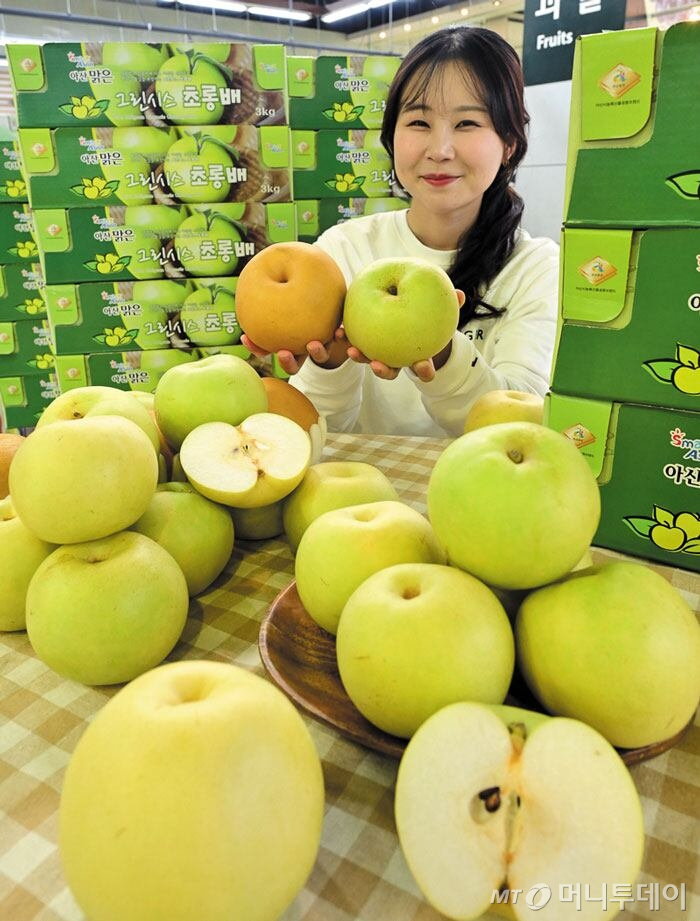 농협유통·농협하나로유통은 겨울에 즐기기 좋은 과일로 신품종 배 ‘그린시스’를 선보였다. /사진=농협유통