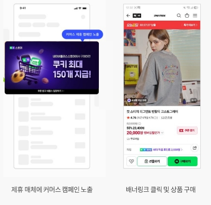 제휴 앱에 링크커머스 광고가 적용된 화면 [출처=엔비티]
