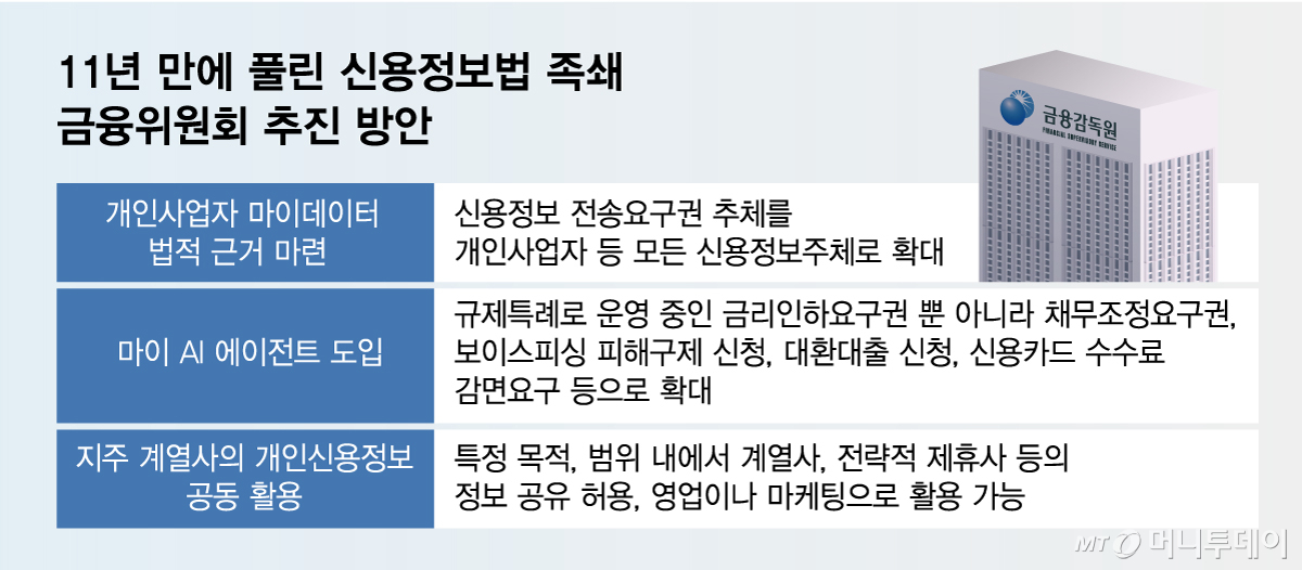 11년 만에 풀린 신용정보법 족쇄_금융위원회 추진 방안/그래픽=임종철
