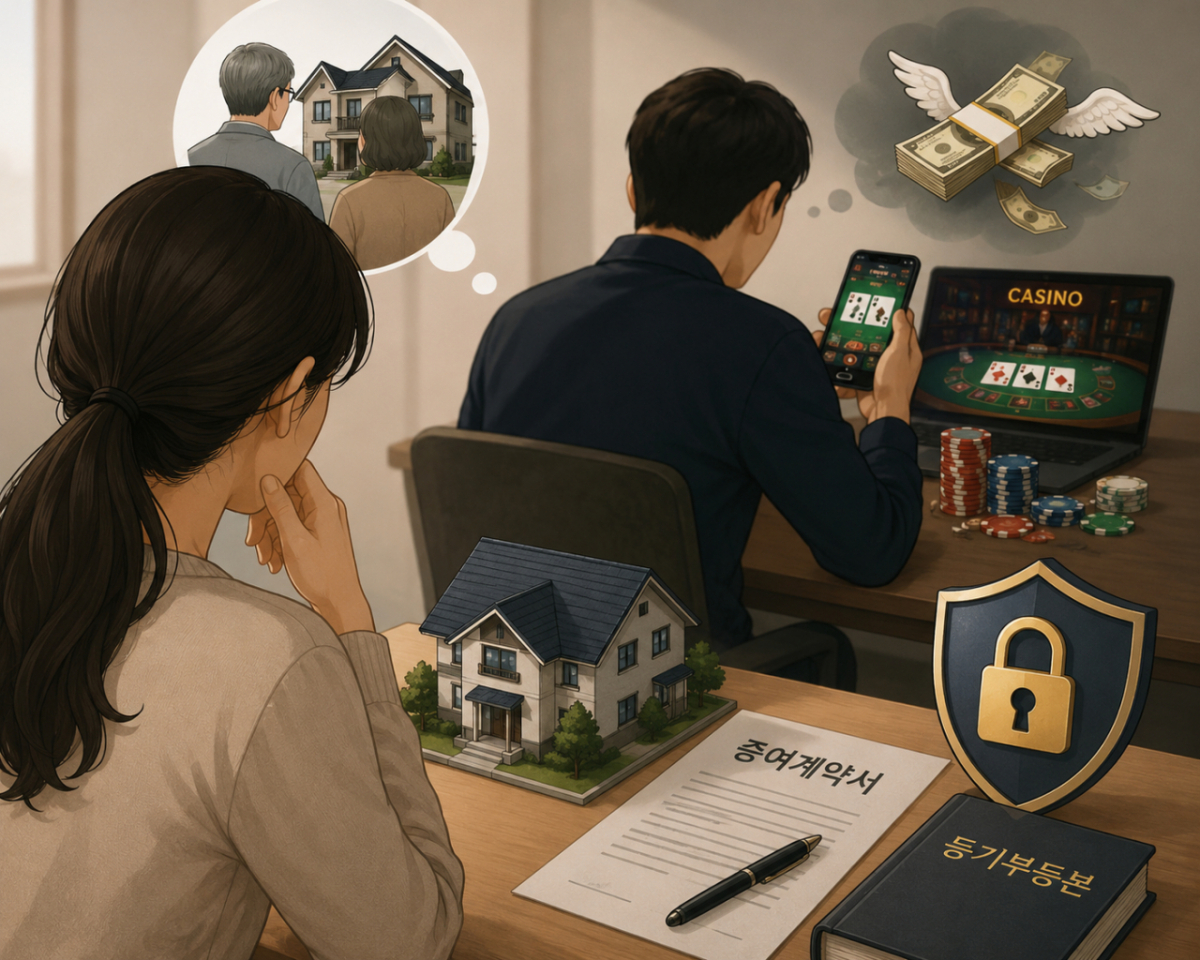 도박에 빠진 남편이 시부모에게 증여받은 부동산까지 처분할까 걱정된다면 어떻게 해야 할까. 기사 이해를 돕기 위해 AI(인공지능)가 생성한 이미지./사진=챗GPT
