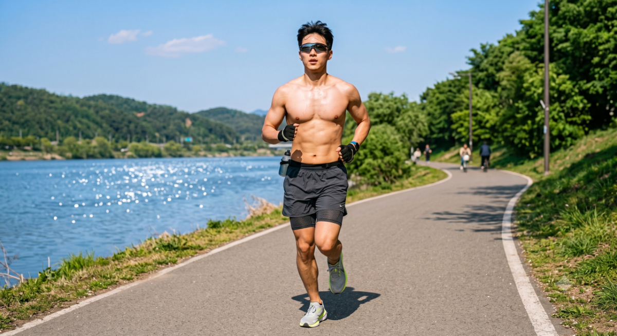 올 여름철에도 상의를 탈의한 채 러닝·라이딩하는 '상탈족'이 포착되면서 지자체에 관련 민원이 접수되고 있다. 기사 이해를 돕기 위한 AI 생성 이미지. /사진=구글 제미나이