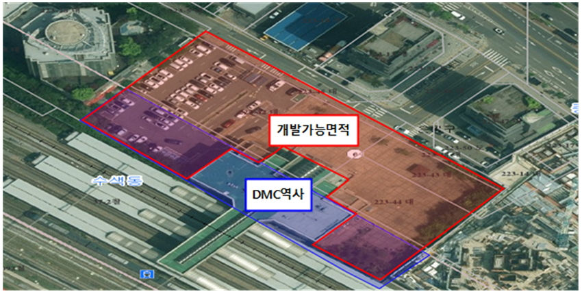 경의중앙선 디지털미디어시티역 복합개발 사업 대상지 위성사진./사진제공=국가철도공단