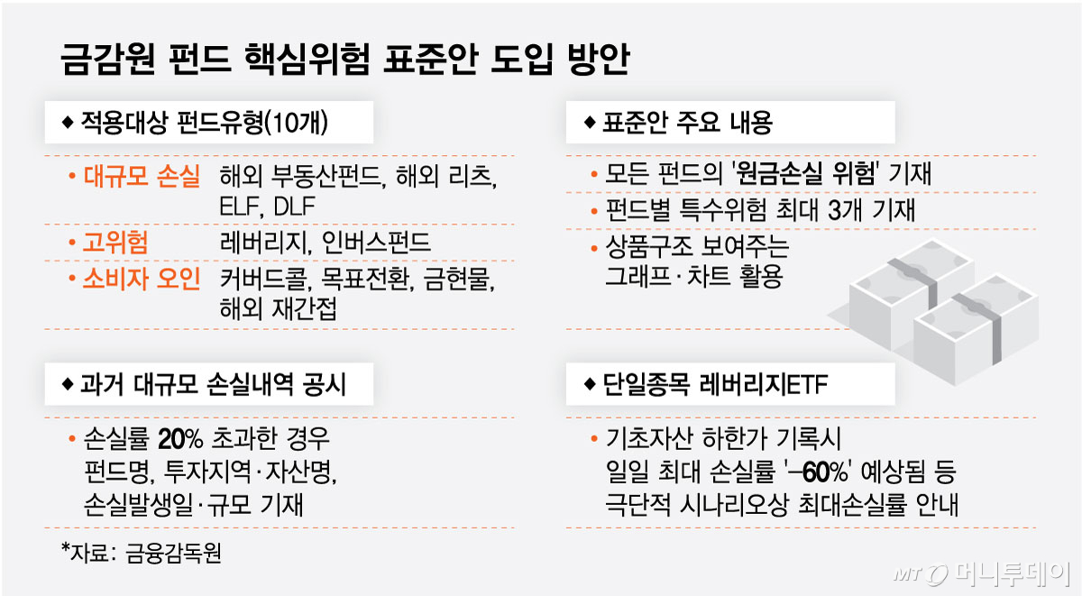금감원 펀드 핵심위험 표준안 도입 방안/그래픽=최헌정