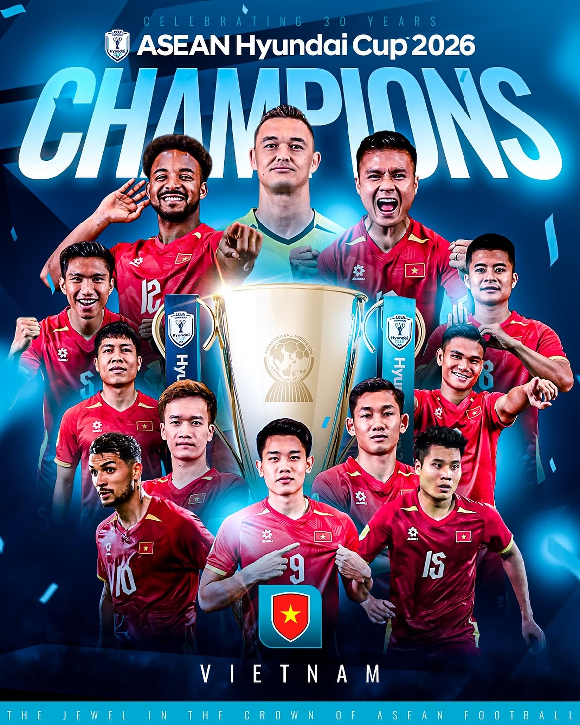 2026 아세안(ASEAN) 현대컵 정상에 오른 베트남 축구대표팀. /사진=아세안 유나이티드 SNS 캡처