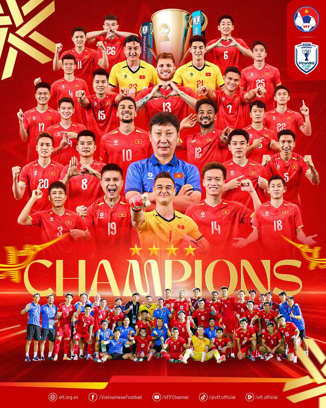 2026 아세안(ASEAN) 현대컵 우승을 차지한 '김상식호' 베트남 축구대표팀. /사진=베트남축구협회 제공