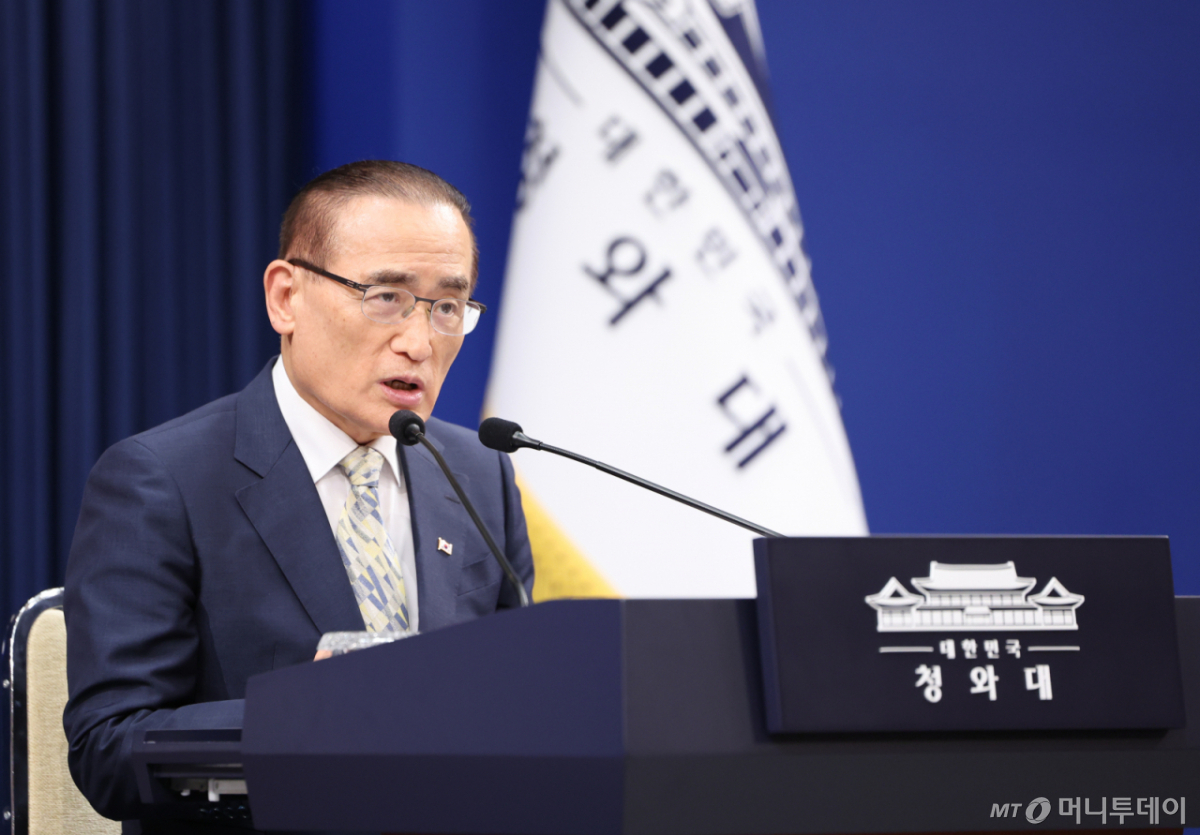 (서울=뉴스1) 허경 기자 = 위성락 국가안보실장이 22일 청와대 춘추관에서 대통령 순방 일정 관련 브리핑을 하고 있다. 2026.7.22/뉴스1 Copyright © 뉴스1. All rights reserved. 무단 전재 및 재배포, AI학습 이용 금지. /사진=(서울=뉴스1) 허경 기자