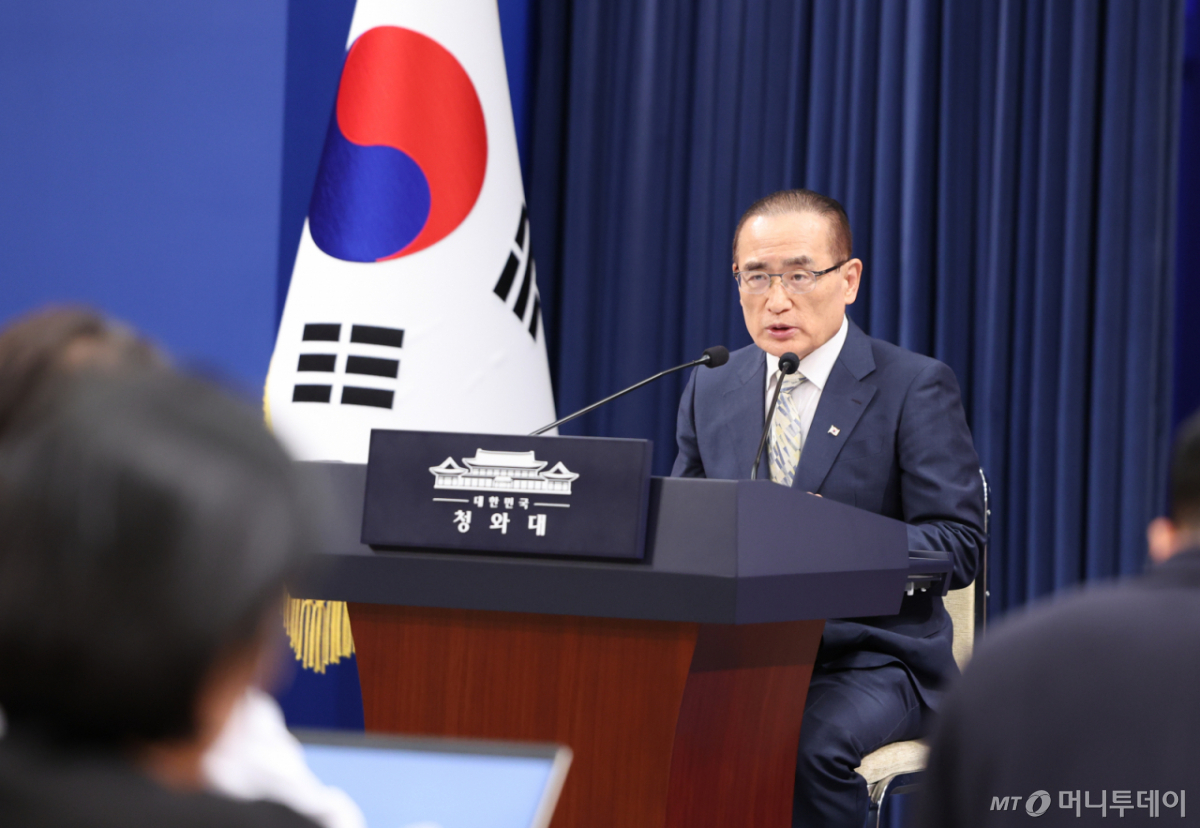 (서울=뉴스1) 허경 기자 = 위성락 국가안보실장이 22일 청와대 춘추관에서 대통령 순방 일정 관련 브리핑을 하고 있다. 2026.7.22/뉴스1 Copyright © 뉴스1. All rights reserved. 무단 전재 및 재배포, AI학습 이용 금지. /사진=(서울=뉴스1) 허경 기자