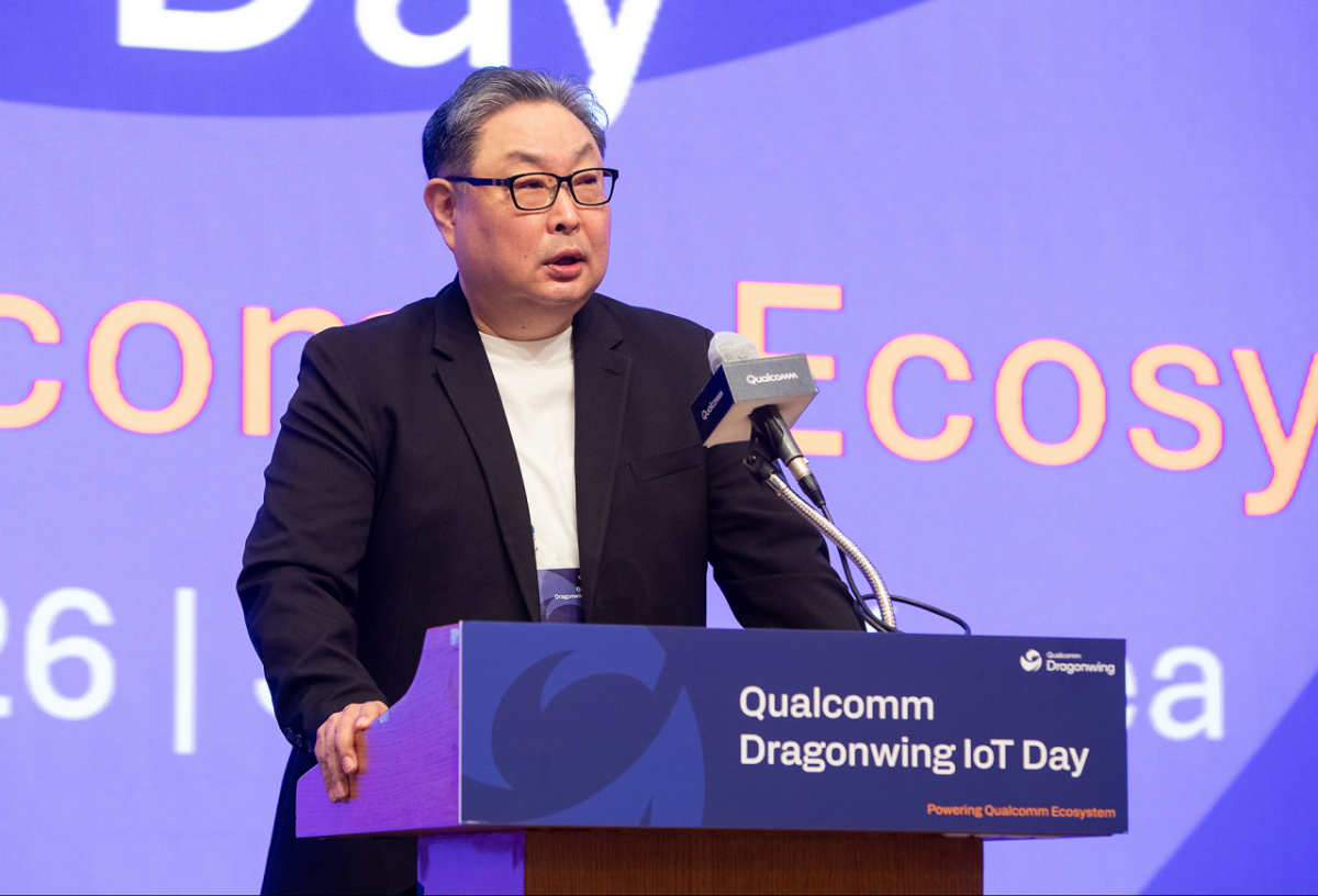 권오형 퀄컴 APAC 대표가 31일 서울 더 그랜드 롯데 서울에서 열린 ‘퀄컴 드래곤윙 IoT 데이’에서 개회사를 하고 있다./사진 제공=퀄컴