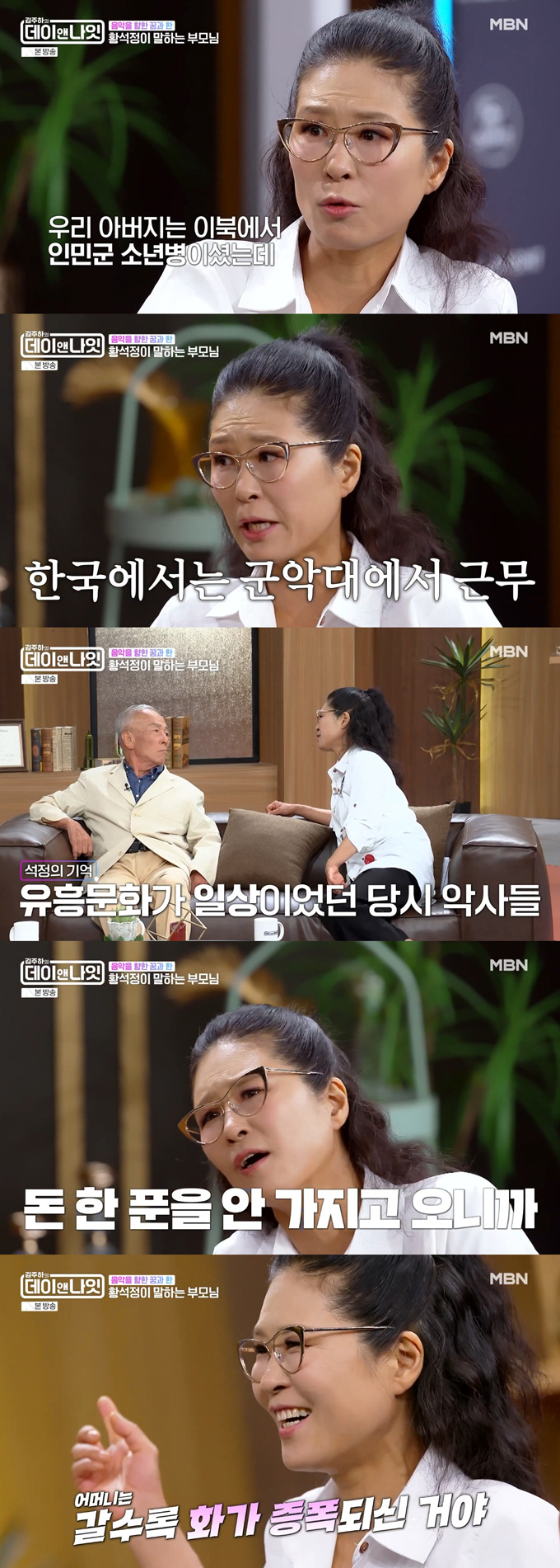 배우 황석정이 40대 초반까지 어머니와 한마디도 나누지 않았던 사연을 털어놨다. /사진=MBN '김주하의 데이앤나잇' 방송 화면