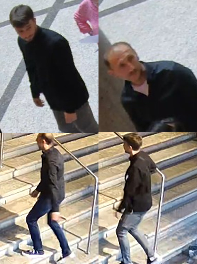 지난 27일(현지시간) 오후 오스트리아 빈 응용미술관(MAK)에서 유리 진열장을 망치로 깨고 이집트 왕실 목걸이를 훔쳐간 용의자들이 건물 폐쇄회로(CC)TV에 포착된 모습./사진=빈 주 형사경찰청