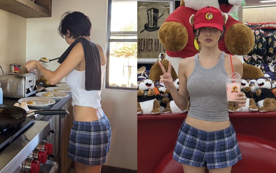 그룹 마마무 화사가 속옷 차림으로 마트에서 장을 본 듯한 모습으로 화제를 모았다. /사진=화사 인스타그램