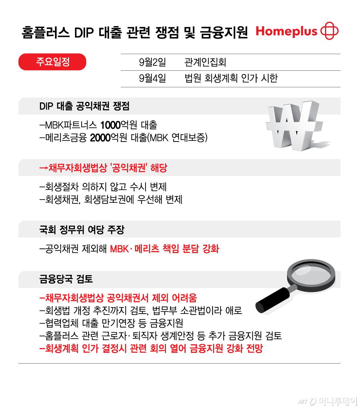 홈플러스 DIP 대출 관련 쟁점 및 금융지원/그래픽=김현정