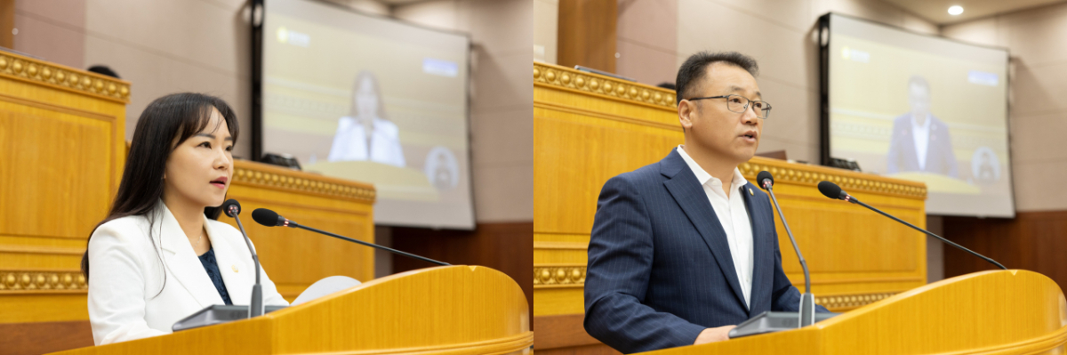 이지연 양주시의원(왼쪽사진)과 정현호 양주시의원. /사진제공=양주시의회