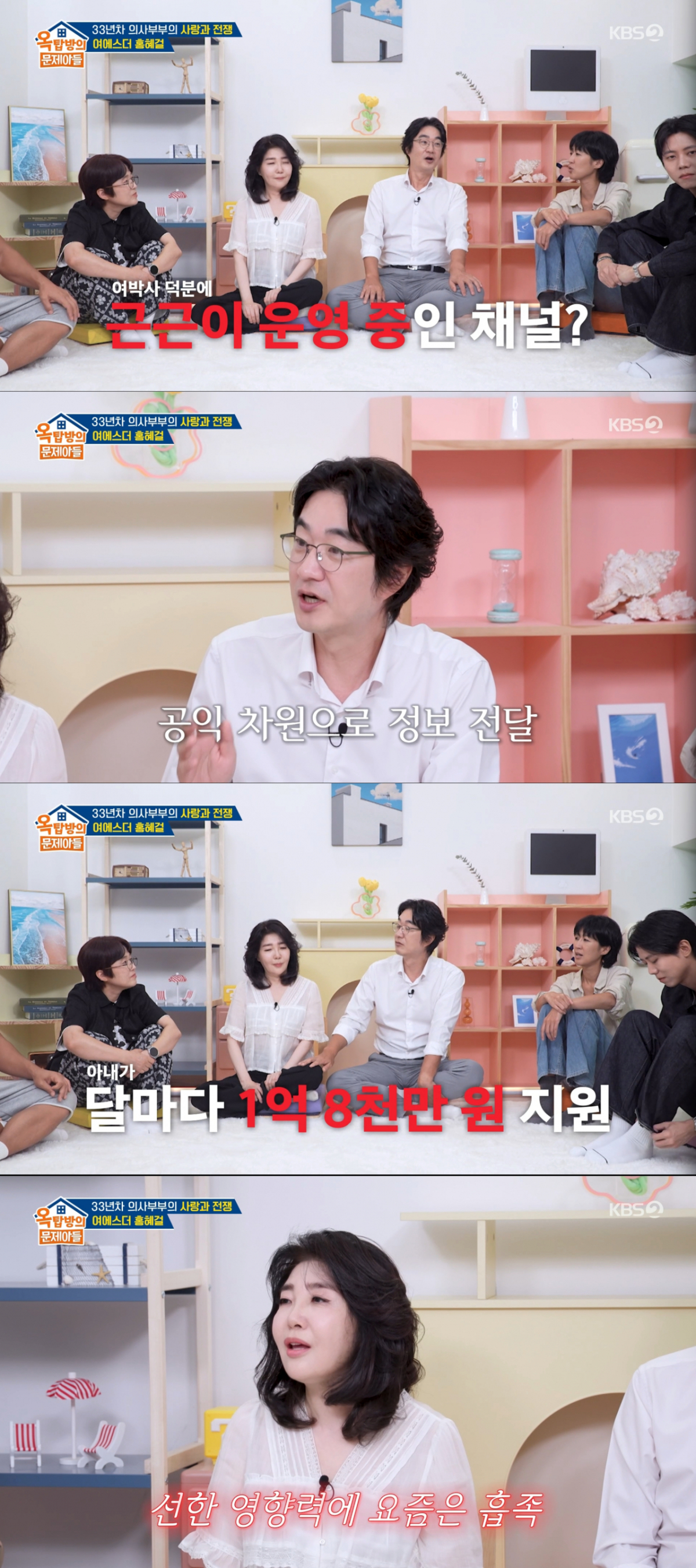 여에스더의 지원금으로 유튜브 채널을 운영 중인 홍혜걸. /사진=KBS2 '옥탑방의 문제아들' 캡처
