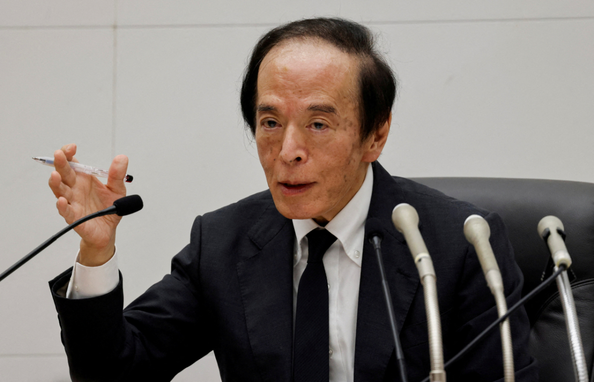 우에다 가즈오 일본은행(BOJ) 총재가 지난 21일 도쿄에서 열린 기자간담회에서 발언하고있다/사진=로이터