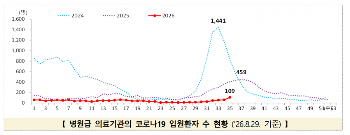 병원급 의료기관의 코로나19 입원환자 수 현황. /사진제공=질병관리청