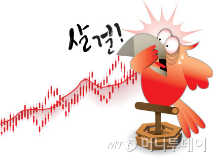 삽화,걸무새,앵무새,살껄,주식,상승,빨간,화살표,일러스트 /사진=임종철