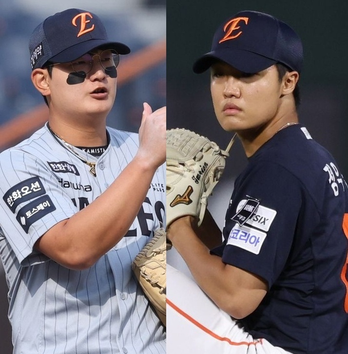 김서현(왼쪽)-정우주. /사진=한화 이글스