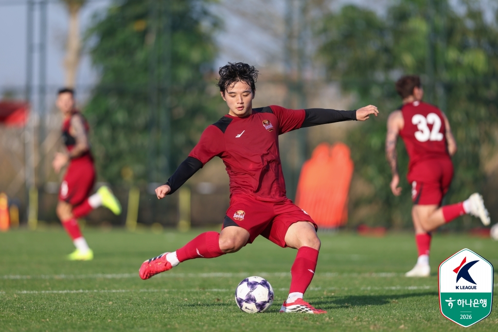 팀 연습 중인 황도윤의 모습. /사진=한국프로축구연맹 제공