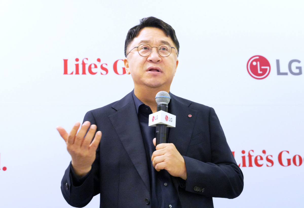 LG전자 백승태 HS사업본부장이 IFA 2026 현장에서 열린 기자 간담회에서 발언 중인 모습. /사진제공=LG전자