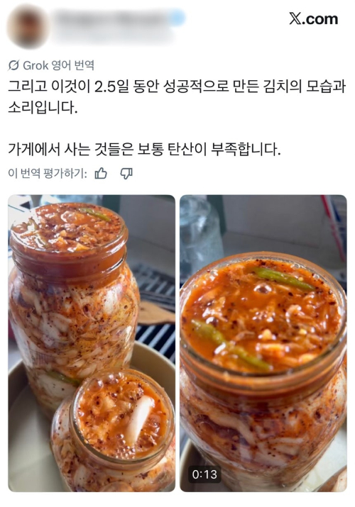 한 외국인이 김치를 유리병에 담아 직접 발효시키는 영상이 공개돼 화제다. /사진=X 캡처