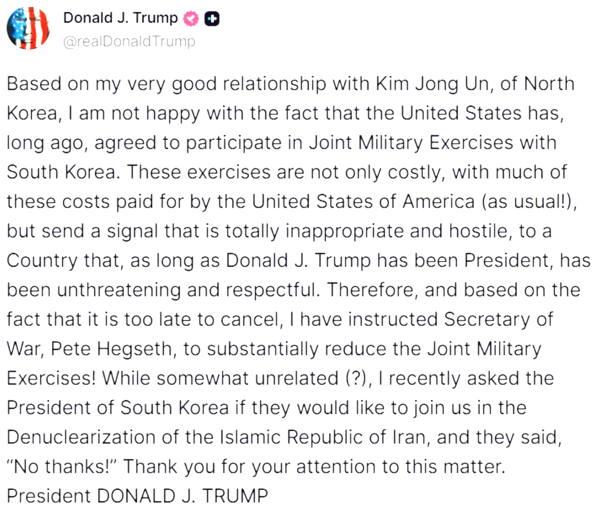 /사진=도널드 트럼프 미국 대통령 트루스소셜